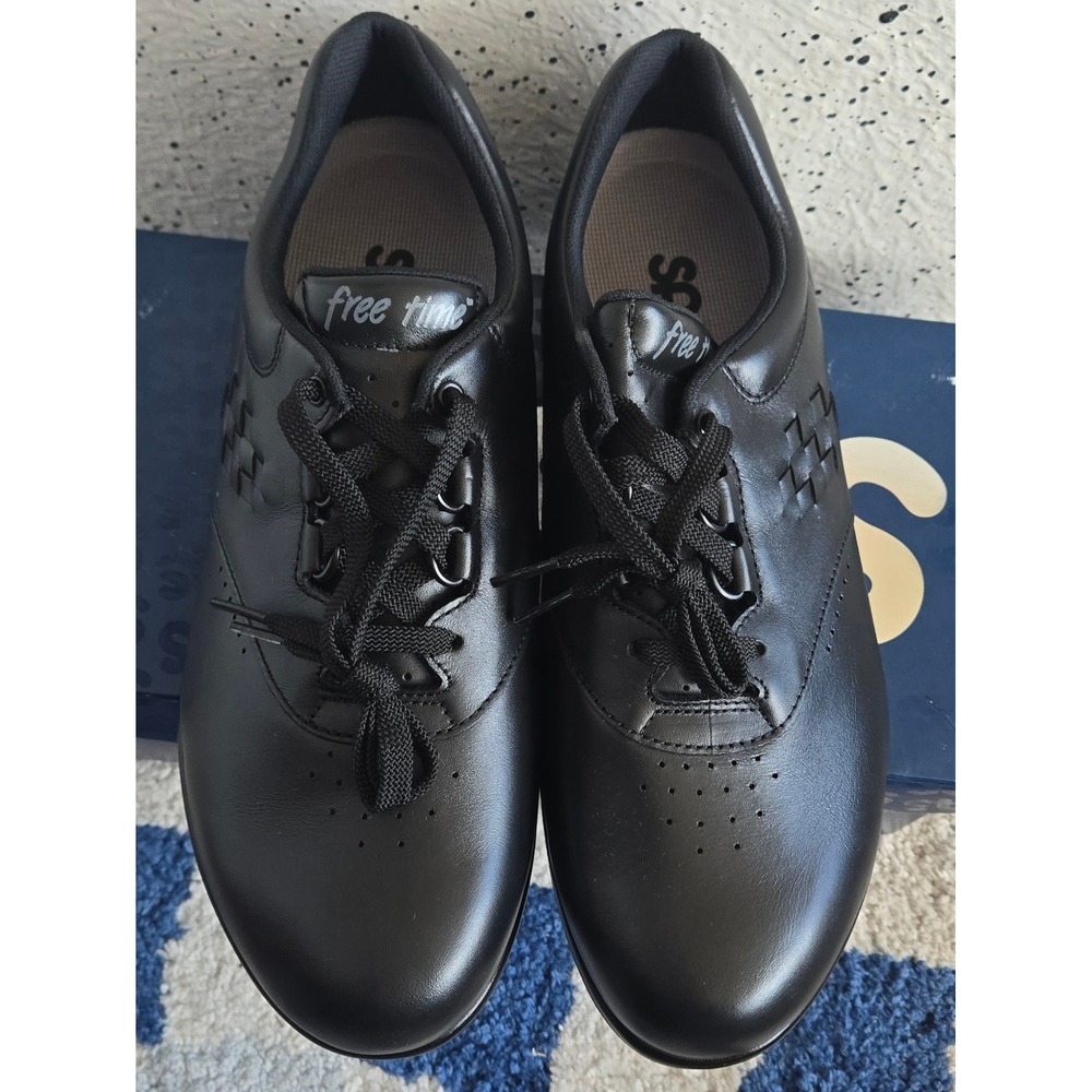 SAS Free Time Men Black Walking Shoes Leather Comfort Sneakers 9 W‎ Wide 2356129